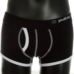 Boxer Shorty Cot Pull-In Noir/Blanc